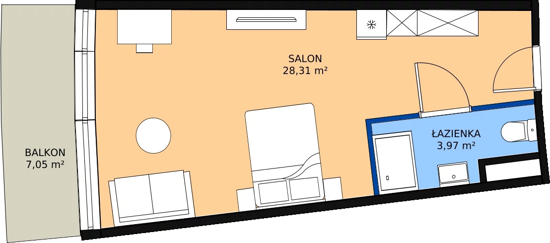 Zalety apartamentu 32.28 m², 3.H27