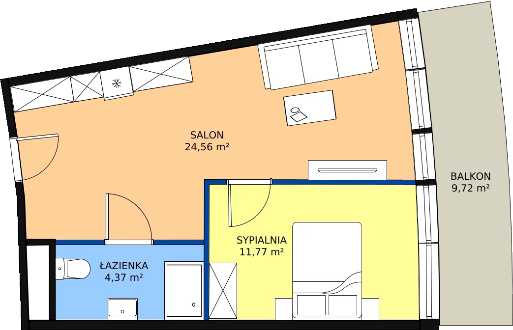 Zalety apartamentu 40.7 m², 3.H34