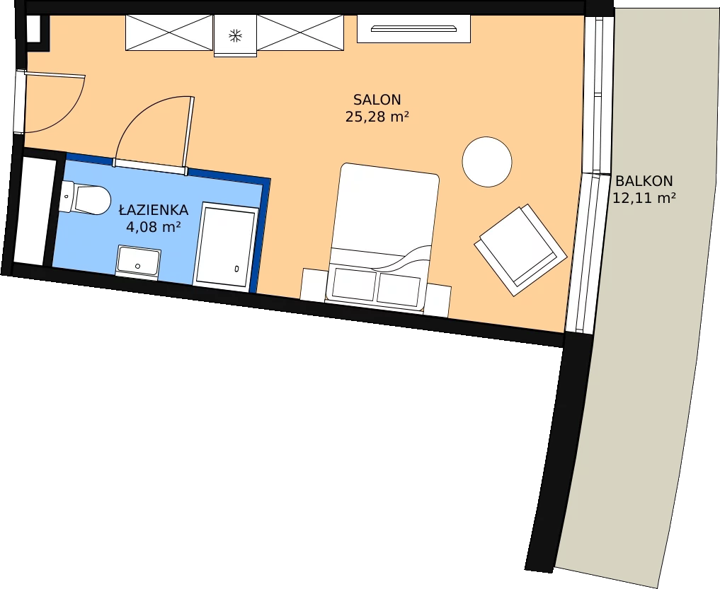 Zalety apartamentu 29.36 m², 3.A02