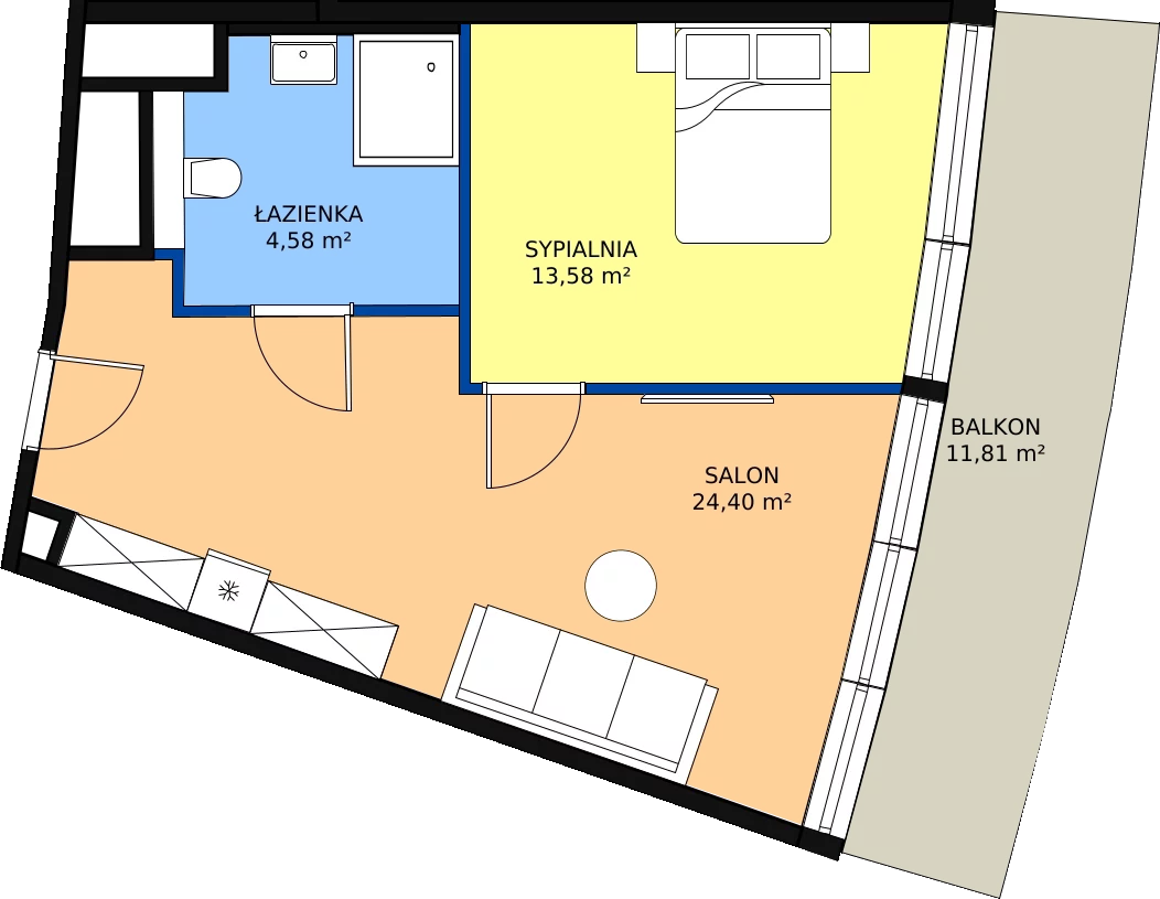 Zalety apartamentu 42.56 m², 3.A03