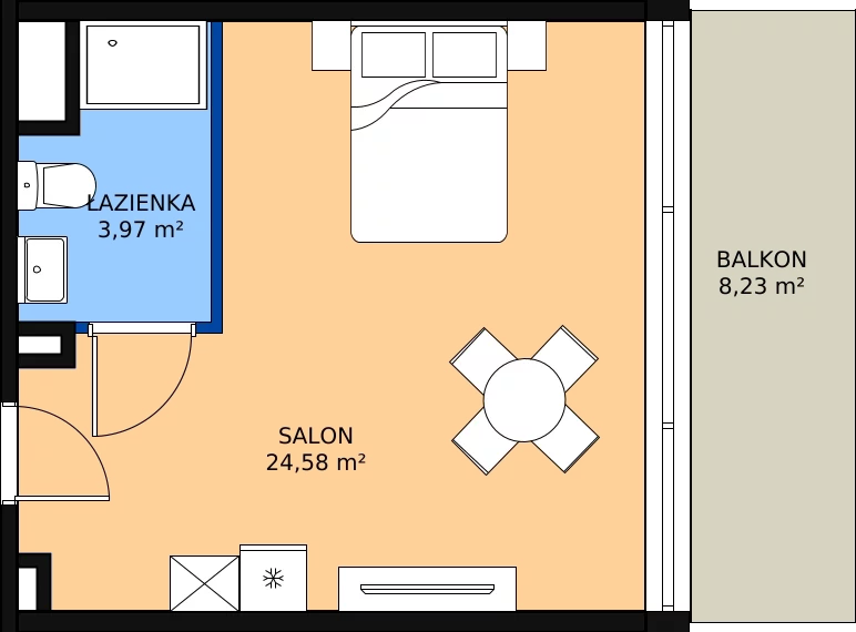 Zalety apartamentu 28.55 m², 3.A16