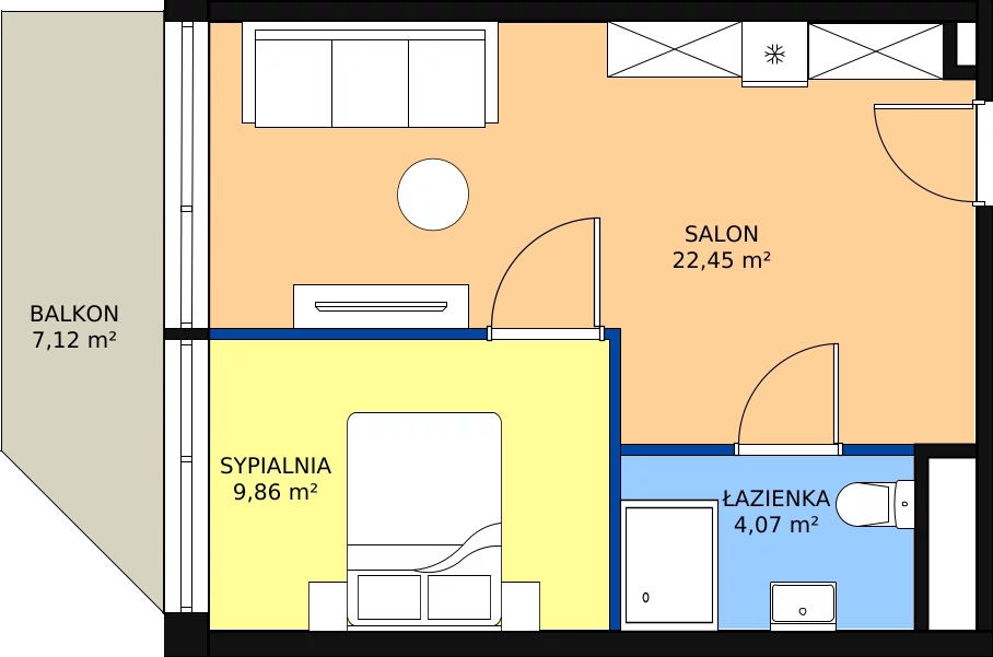 Zalety apartamentu 36.38 m², 3.A19