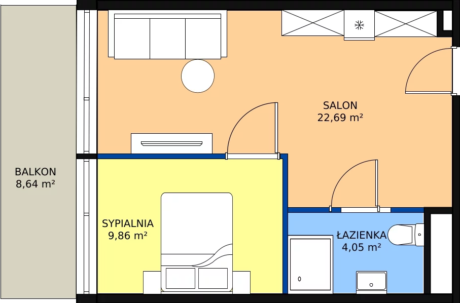 Zalety apartamentu 36.6 m², 3.A21