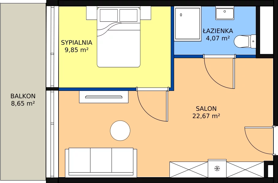 Zalety apartamentu 36.59 m², 3.A22