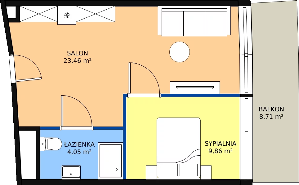 Zalety apartamentu 37.37 m², 4.A02
