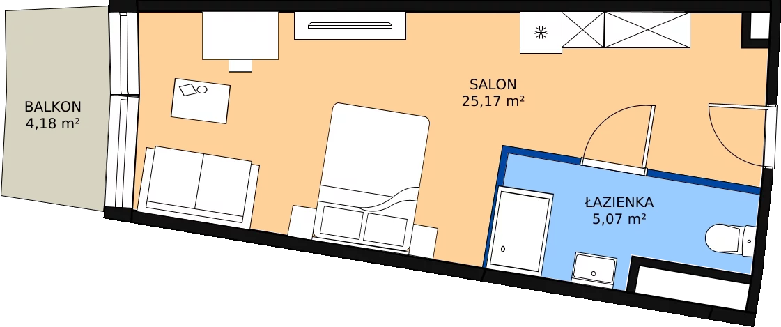 Zalety apartamentu 29.59 m², 4.H01