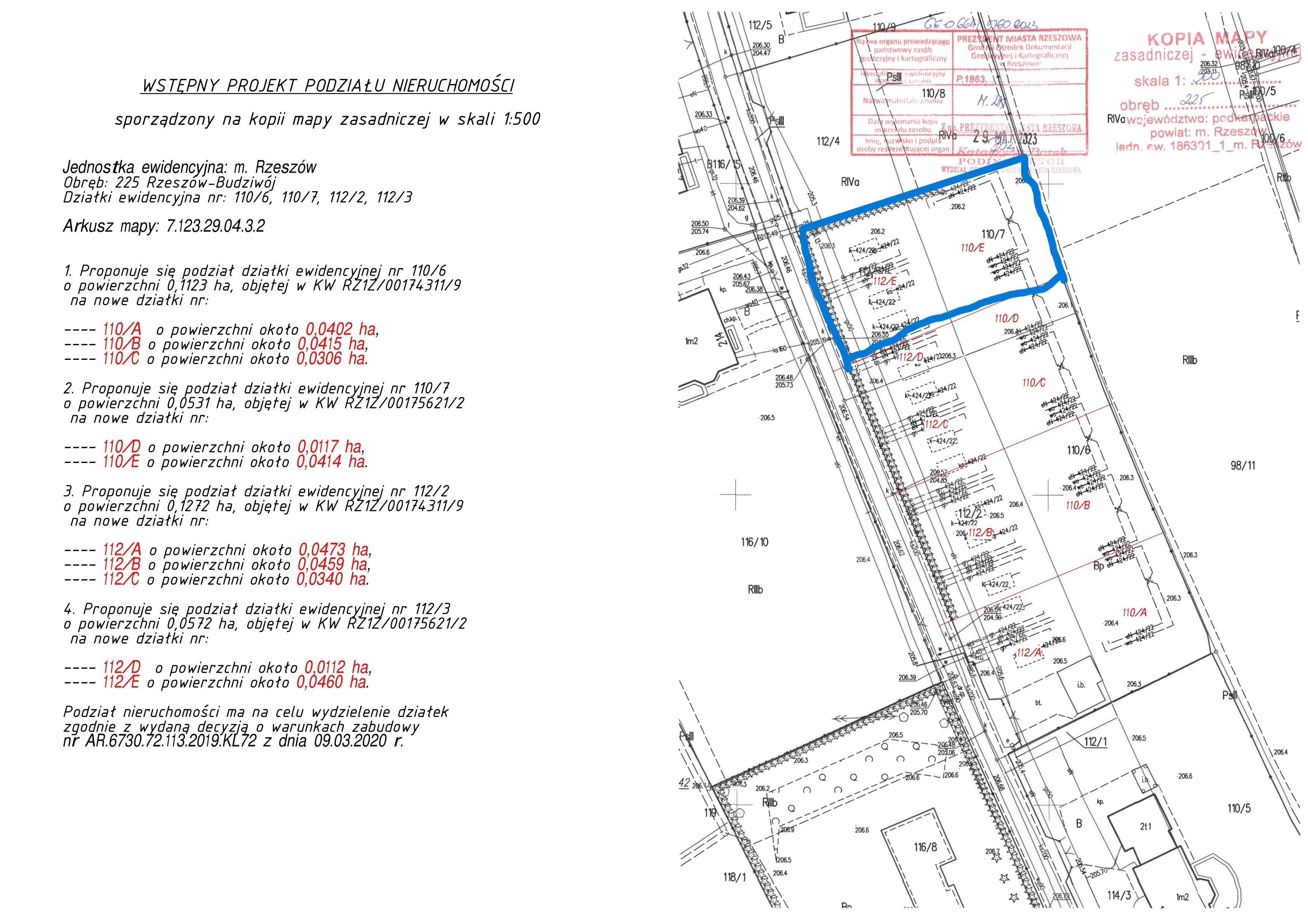Działka 874,00 m², oferta nr , działka 112e+110e, Rzeszów, Budziwój, Senatorska 212
