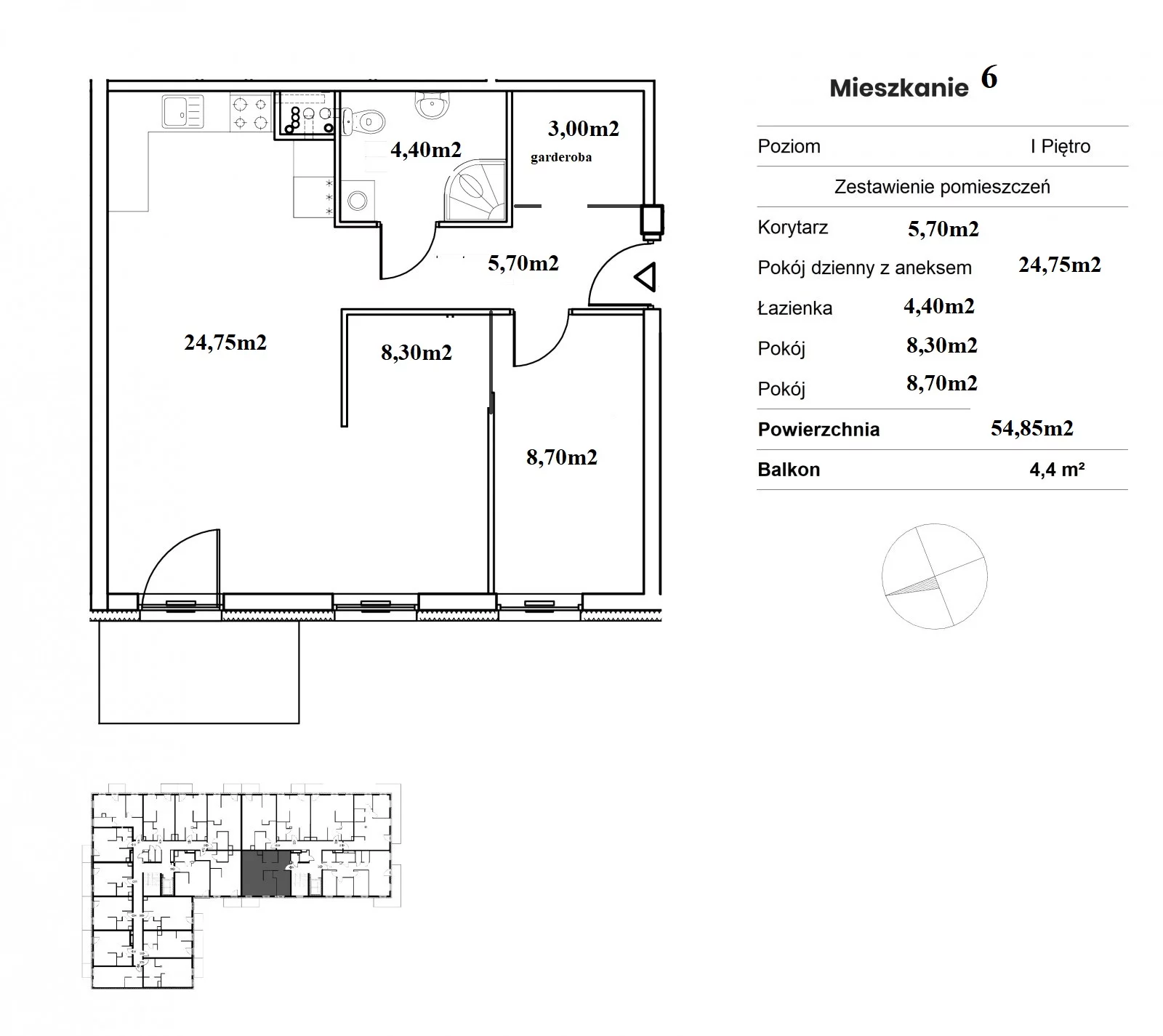 Mieszkanie 54,85 m², parter, oferta nr A06, Kolorowe Garbary 22, Bydgoszcz, Okole, ul. Garbary 22