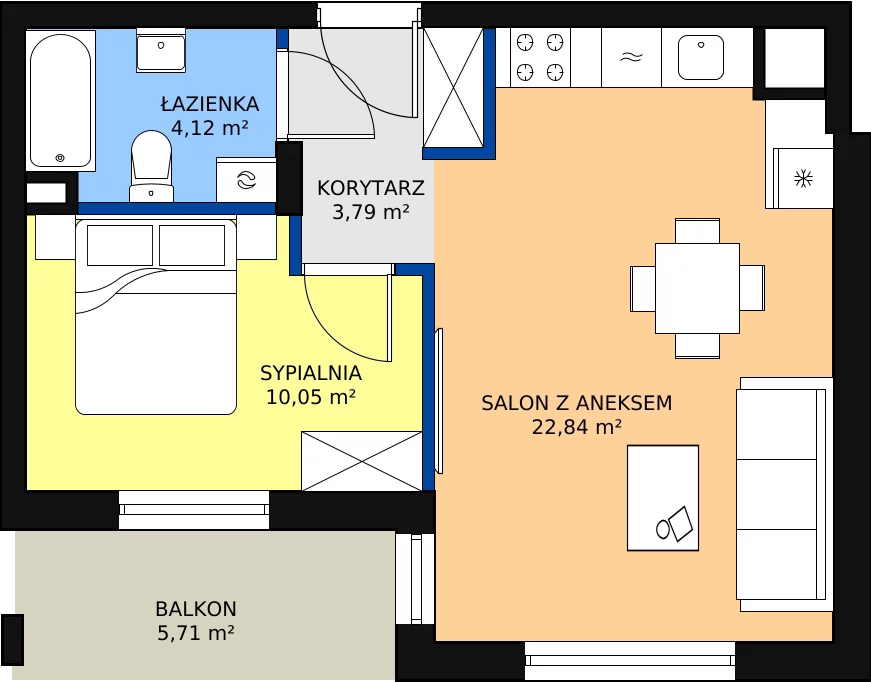Zalety mieszkania 42.1 m², 5