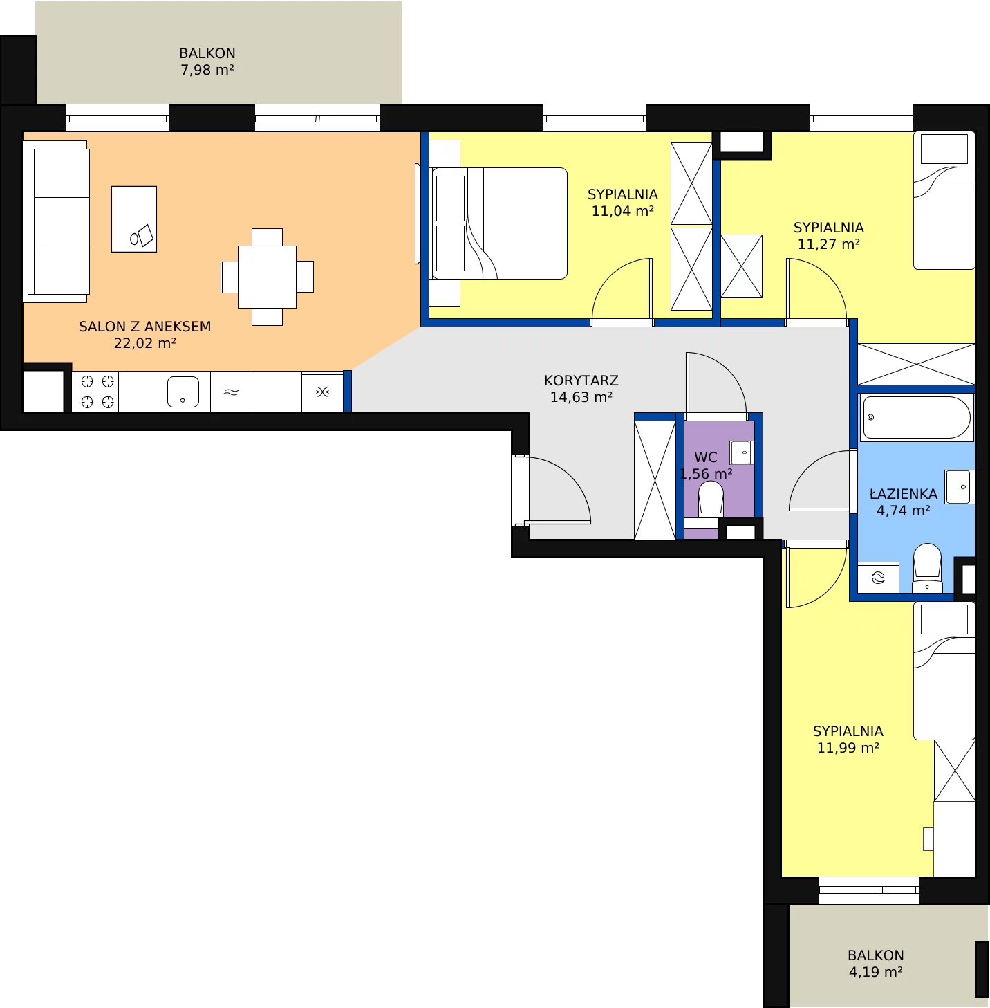 Zalety mieszkania 80.75 m², 33