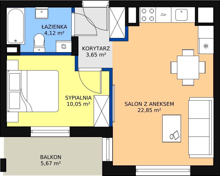 Zalety mieszkania 41.86 m², 40