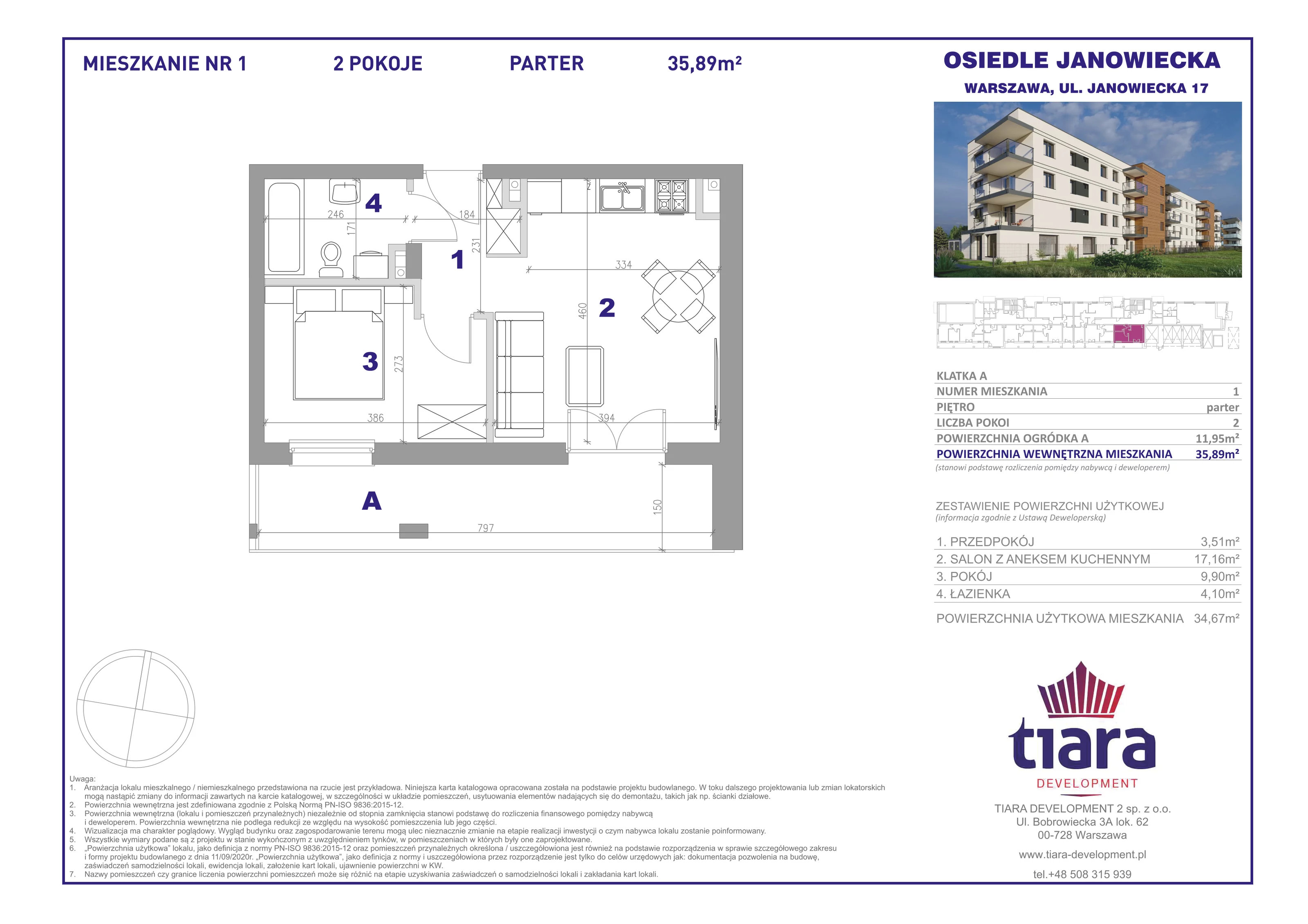 Mieszkanie 35,89 m², parter, oferta nr 1, Osiedle Janowiecka, Warszawa, Targówek, Elsnerów, ul. Janowiecka 17