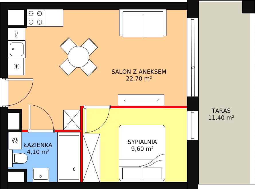 Apartament 36,40 m², piętro 2, oferta nr M19, Apartamenty Gąski II, Gąski, ul. Nadbrzeżna 106c