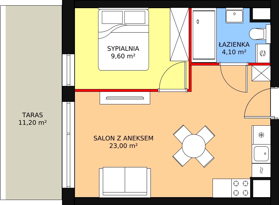 Apartament 36,70 m², piętro 2, oferta nr M24, Apartamenty Gąski II, Gąski, ul. Nadbrzeżna 106c