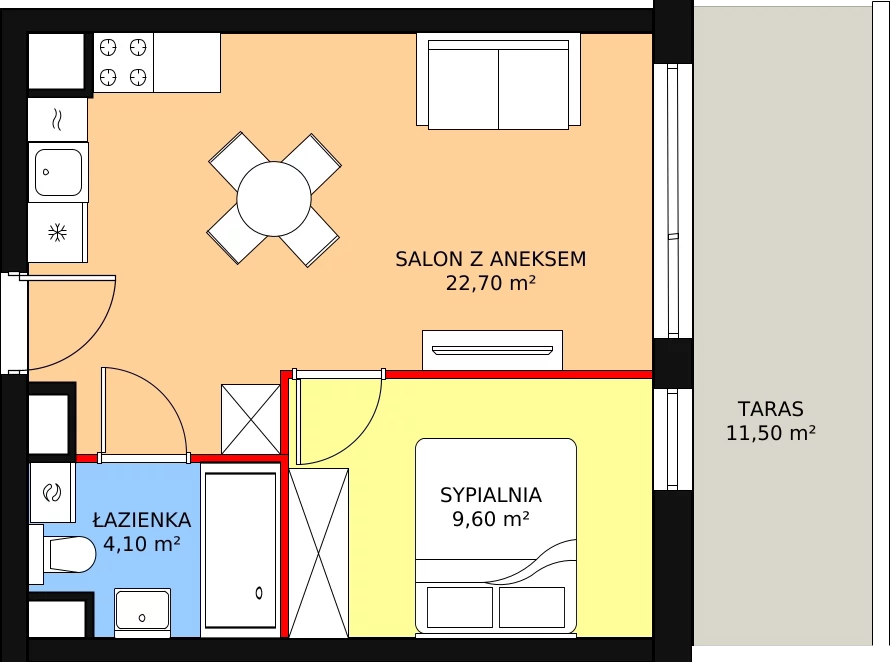 Apartament 36,40 m², piętro 3, oferta nr M28, Apartamenty Gąski II, Gąski, ul. Nadbrzeżna 106c