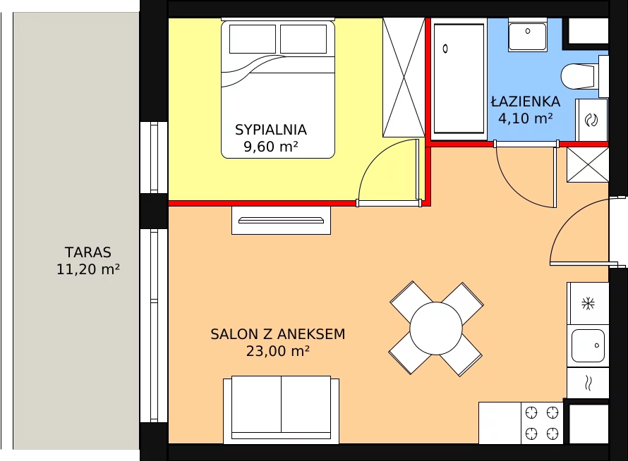 Apartament 36,70 m², piętro 3, oferta nr M33, Apartamenty Gąski II, Gąski, ul. Nadbrzeżna 106c