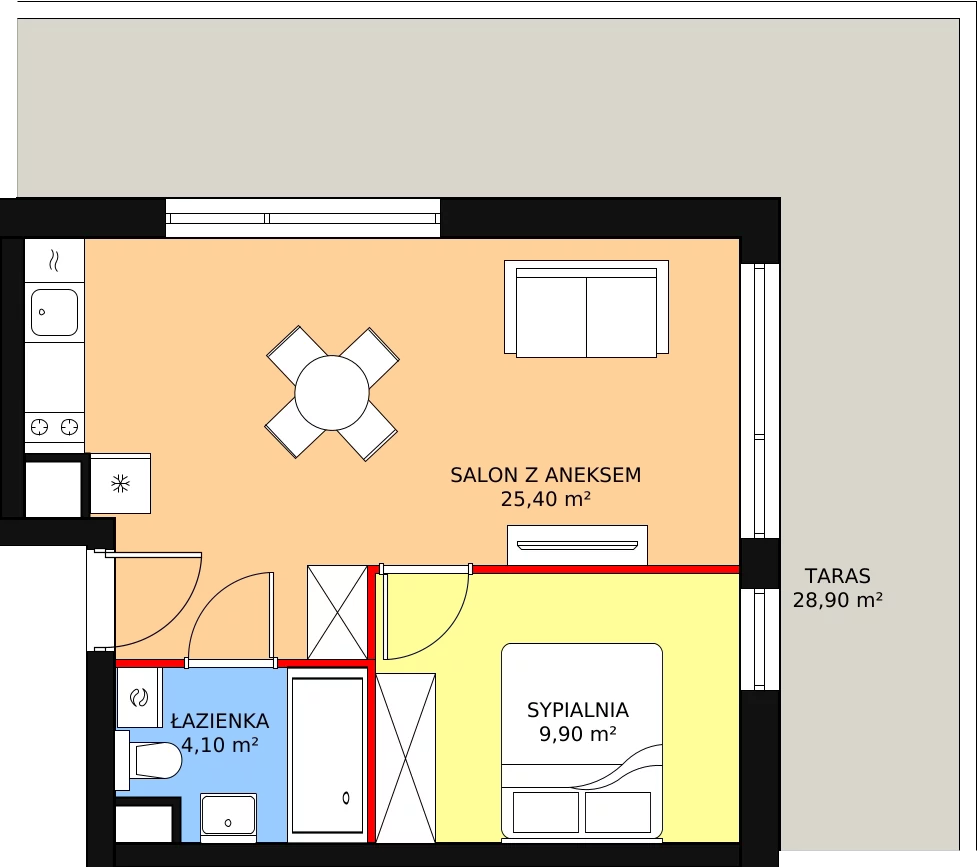 Apartament 39,40 m², piętro 3, oferta nr M35, Apartamenty Gąski II, Gąski, ul. Nadbrzeżna 106c