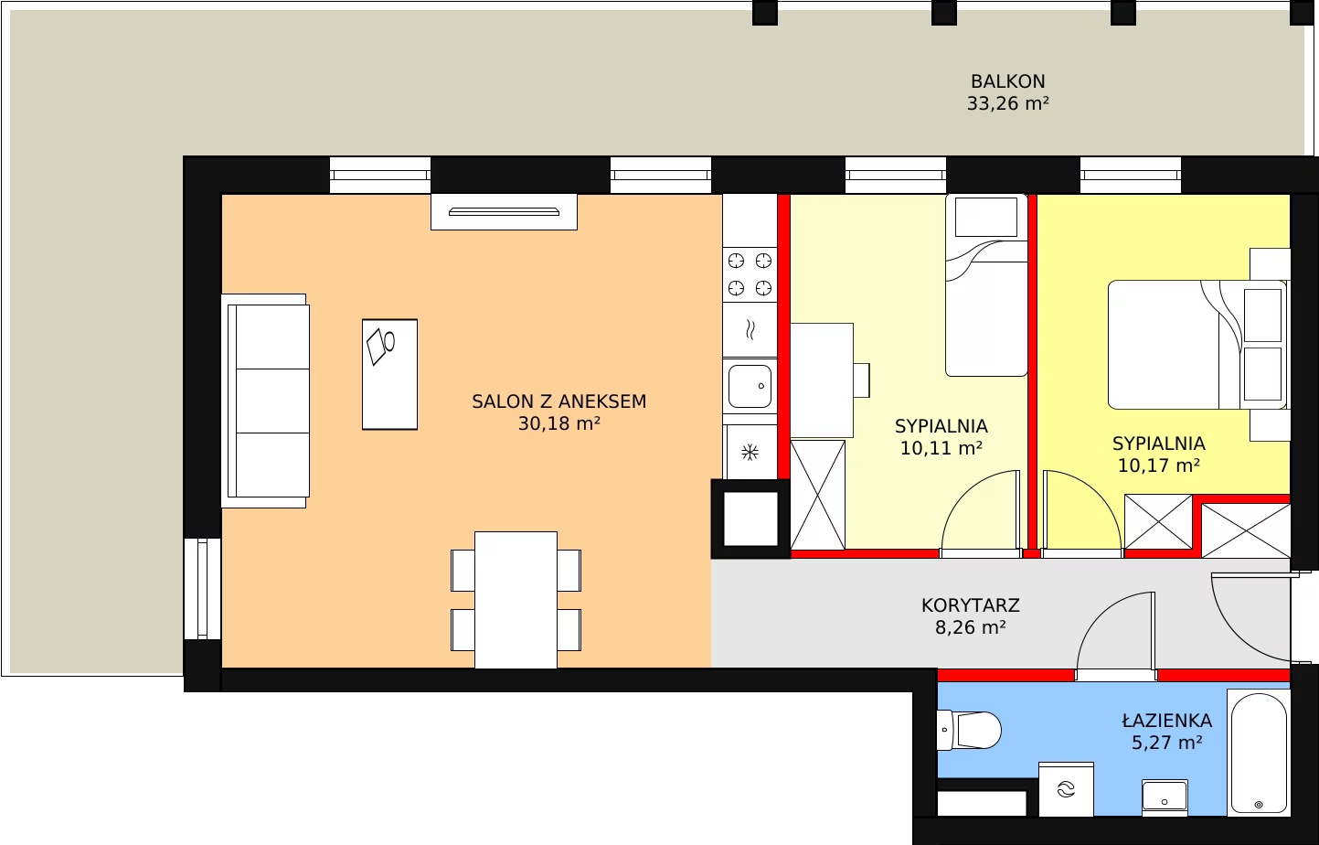 Mieszkanie 63,99 m², piętro 1, oferta nr A11, Osiedle Przy Parku, Kielce, Czarnów, ul. Oskara Kolberga 21