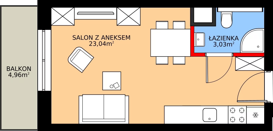 Zalety mieszkania 26.07 m², 10
