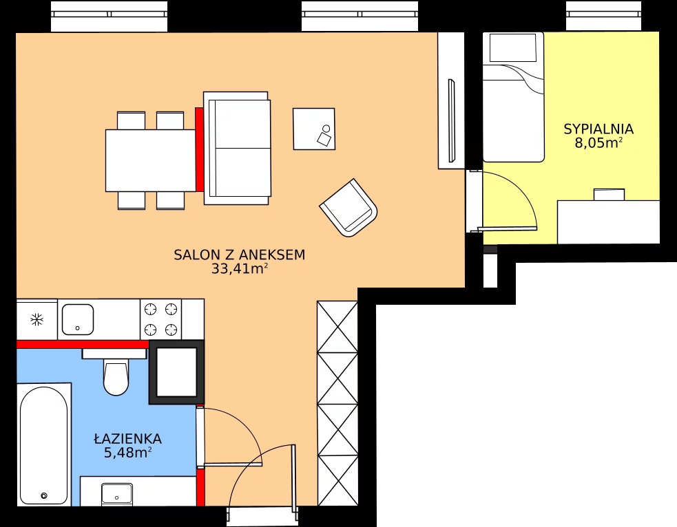 Zalety mieszkania 46.94 m², 24
