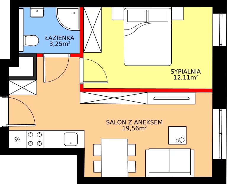 Zalety mieszkania 34.92 m², 6