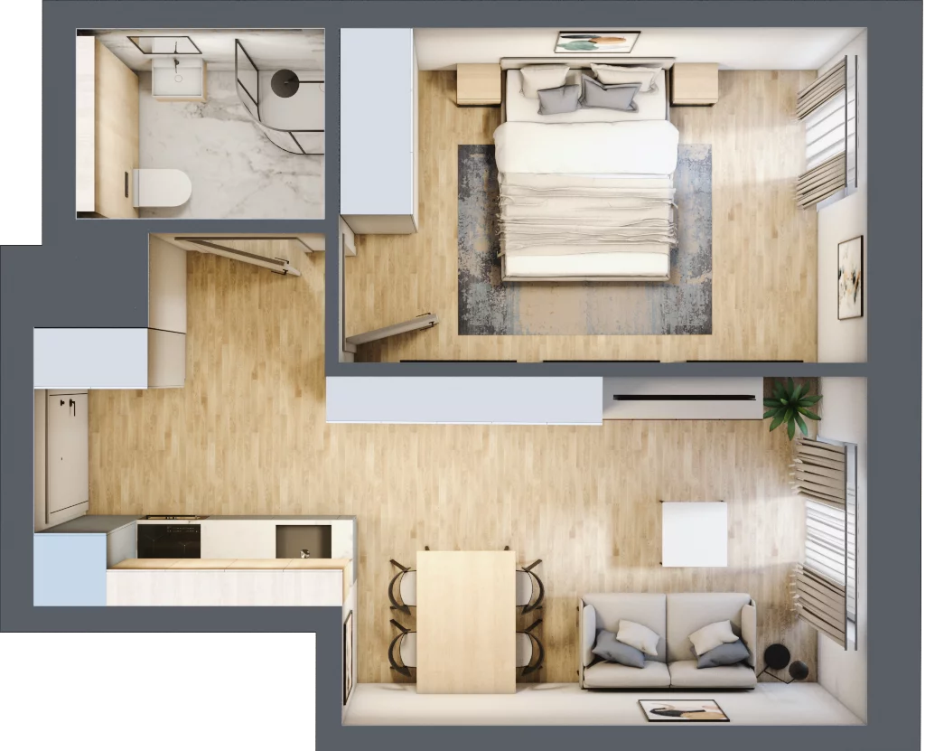 2 pokoje, mieszkanie 34,92 m², piętro 1, oferta nr 6, Lipowa 45, Łódź, Polesie, ul. Lipowa 45