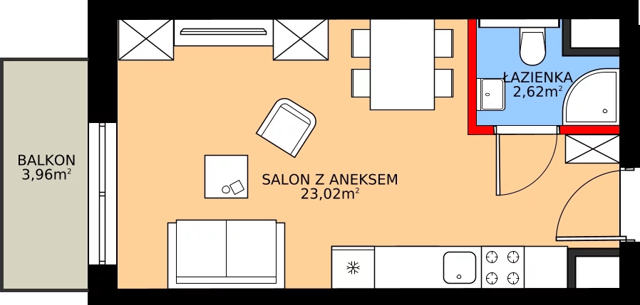 Zalety mieszkania 25.64 m², 21