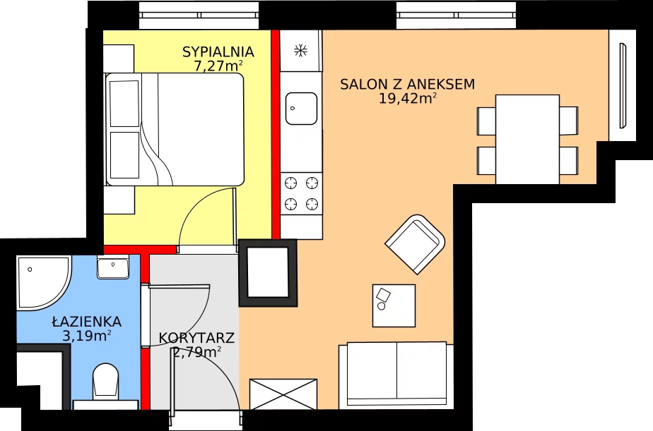 Zalety mieszkania 32.67 m², 51