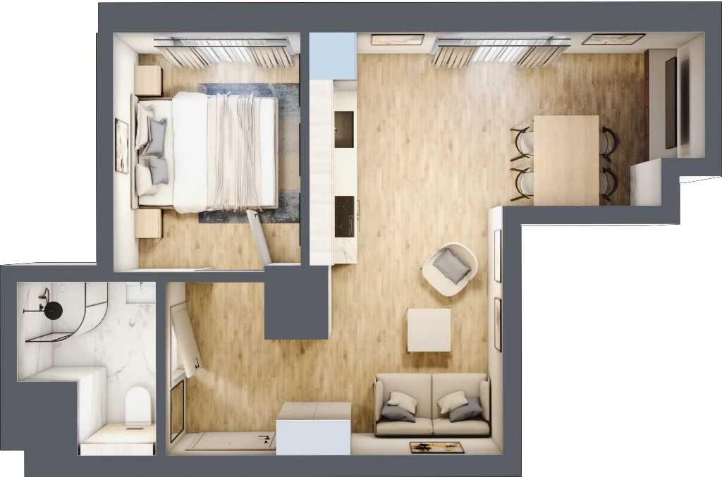 2 pokoje, mieszkanie 32,67 m², piętro 6, oferta nr 51, Lipowa 45, Łódź, Polesie, ul. Lipowa 45
