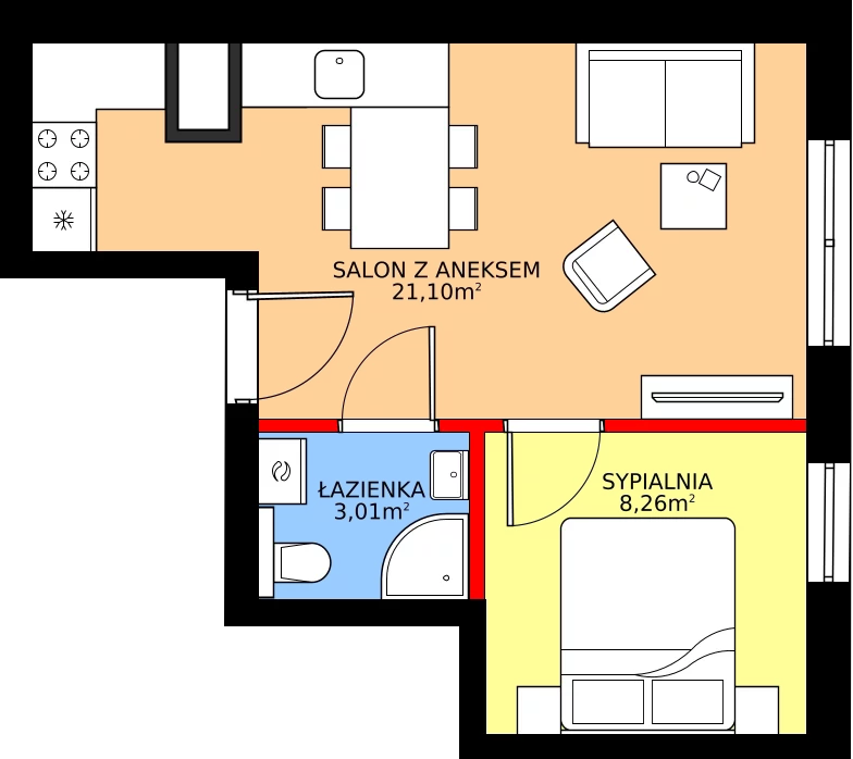 Zalety mieszkania 32.37 m², 52
