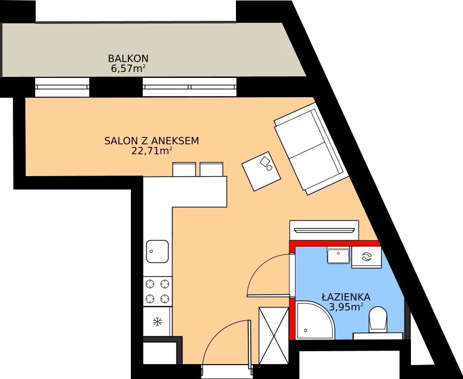 Zalety mieszkania 26.66 m², 50