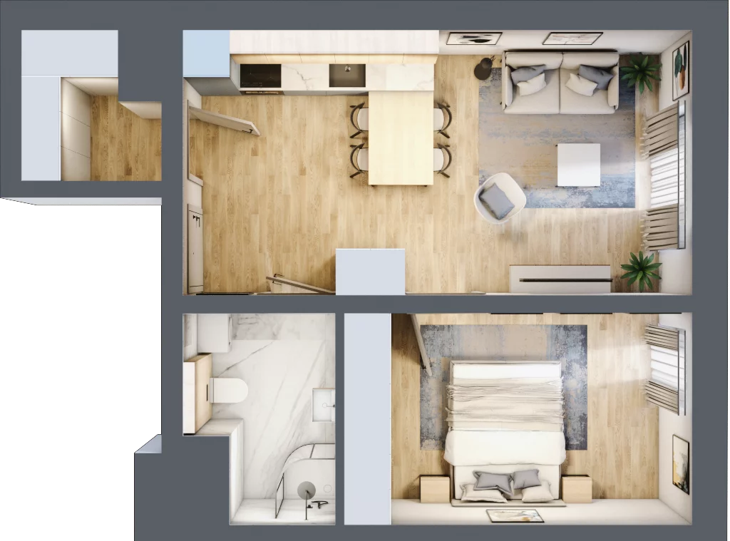 2 pokoje, mieszkanie 42,32 m², piętro 4, oferta nr 34, Lipowa 45, Łódź, Polesie, ul. Lipowa 45