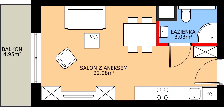 Zalety mieszkania 26.01 m², 18