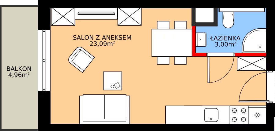 Zalety mieszkania 26.09 m², 19