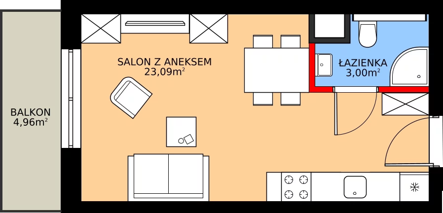 Zalety mieszkania 26.09 m², 37