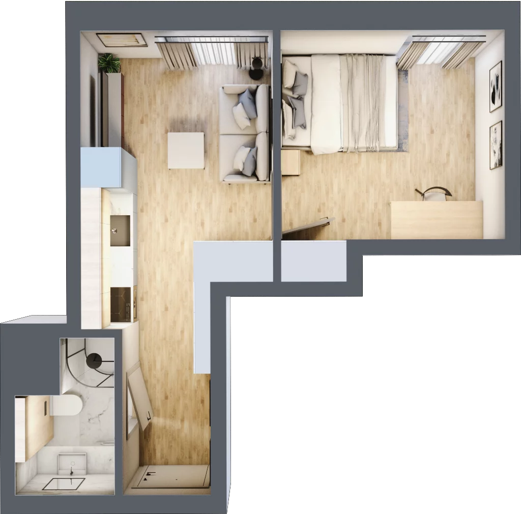 2 pokoje, mieszkanie 29,12 m², piętro 1, oferta nr 5, Lipowa 45, Łódź, Polesie, ul. Lipowa 45