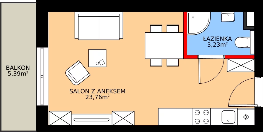 Zalety mieszkania 26.99 m², 17