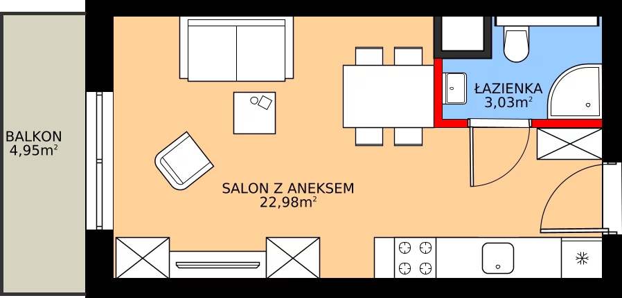 Zalety mieszkania 26.01 m², 27