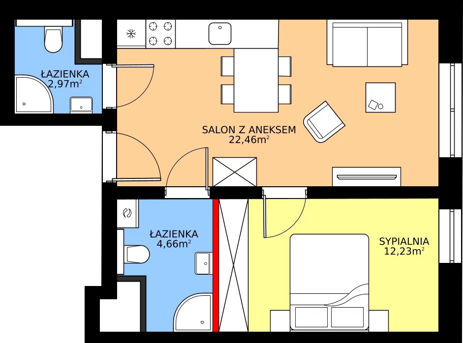 Zalety mieszkania 42.32 m², 16