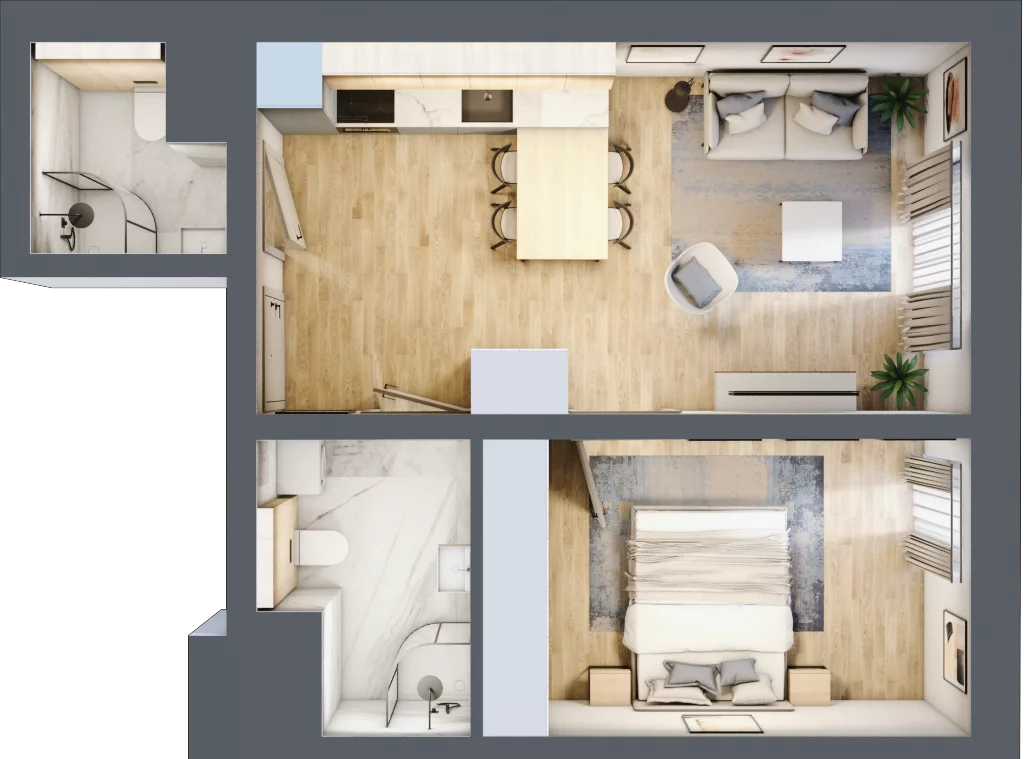 2 pokoje, mieszkanie 42,32 m², piętro 3, oferta nr 25, Lipowa 45, Łódź, Polesie, ul. Lipowa 45