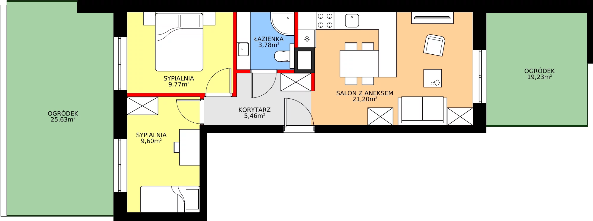 Zalety mieszkania 49.81 m², 60