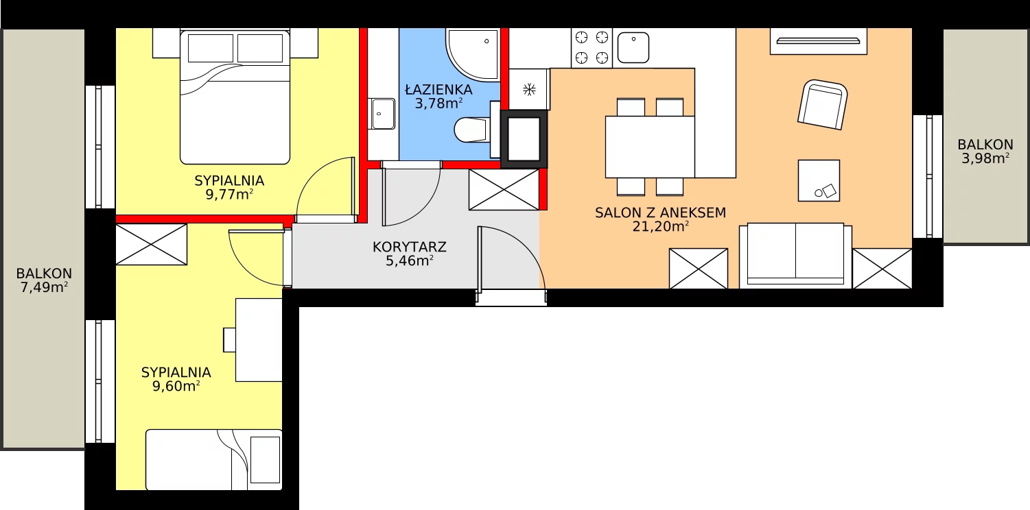 Zalety mieszkania 49.81 m², 64