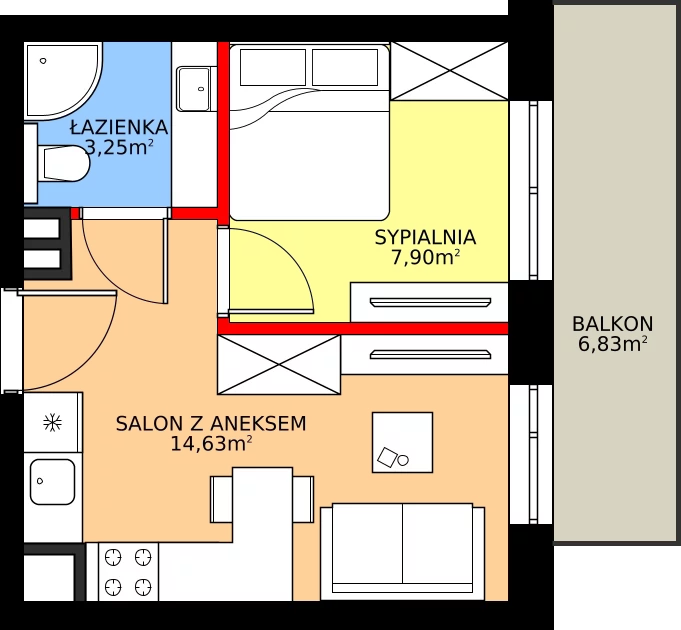 Zalety mieszkania 25.78 m², 76