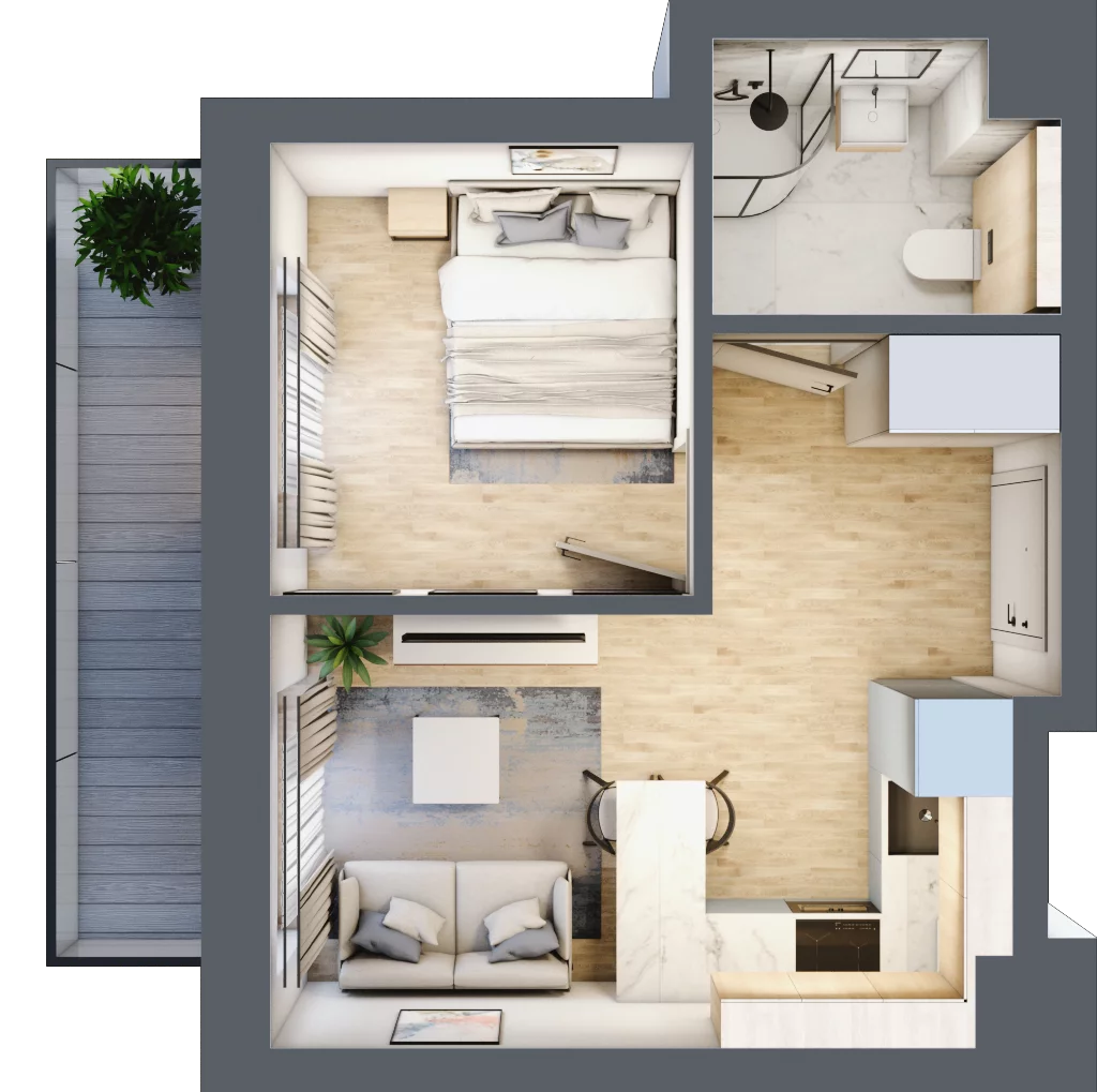 2 pokoje, mieszkanie 26,68 m², piętro 1, oferta nr 65, Lipowa 45, Łódź, Polesie, ul. Lipowa 45
