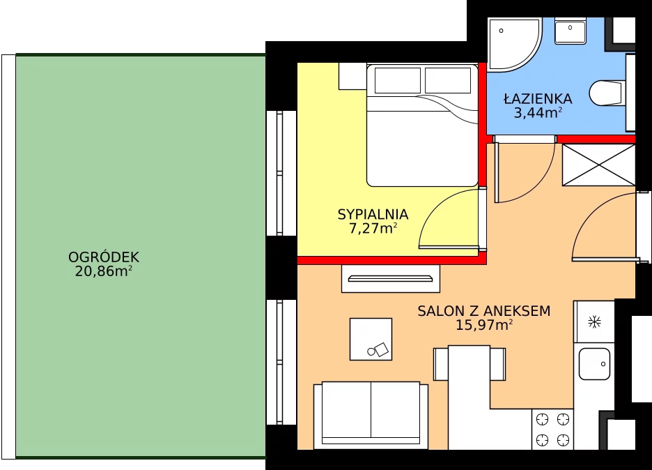 Zalety mieszkania 26.68 m², 61