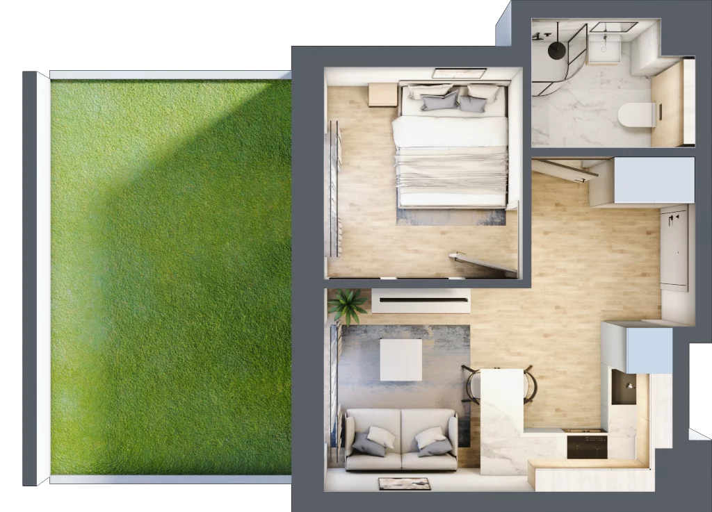 2 pokoje, mieszkanie 26,68 m², parter, oferta nr 61, Lipowa 45, Łódź, Polesie, ul. Lipowa 45