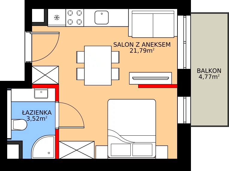 Zalety mieszkania 25.31 m², 75