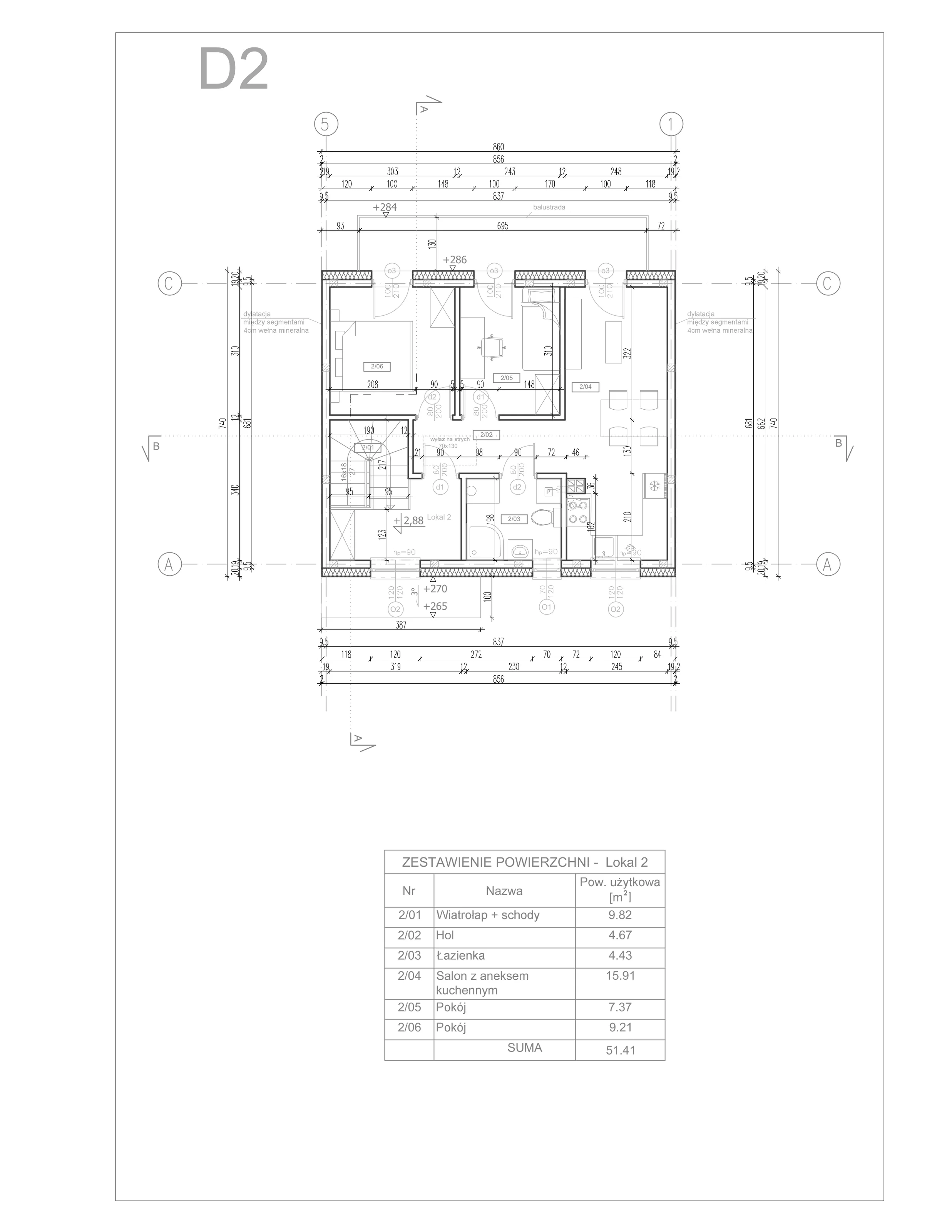 Mieszkanie 51,41 m², piętro 1, oferta nr 5/D2, Słoneczny Nowy Otok, Oława, ul. Wesoła