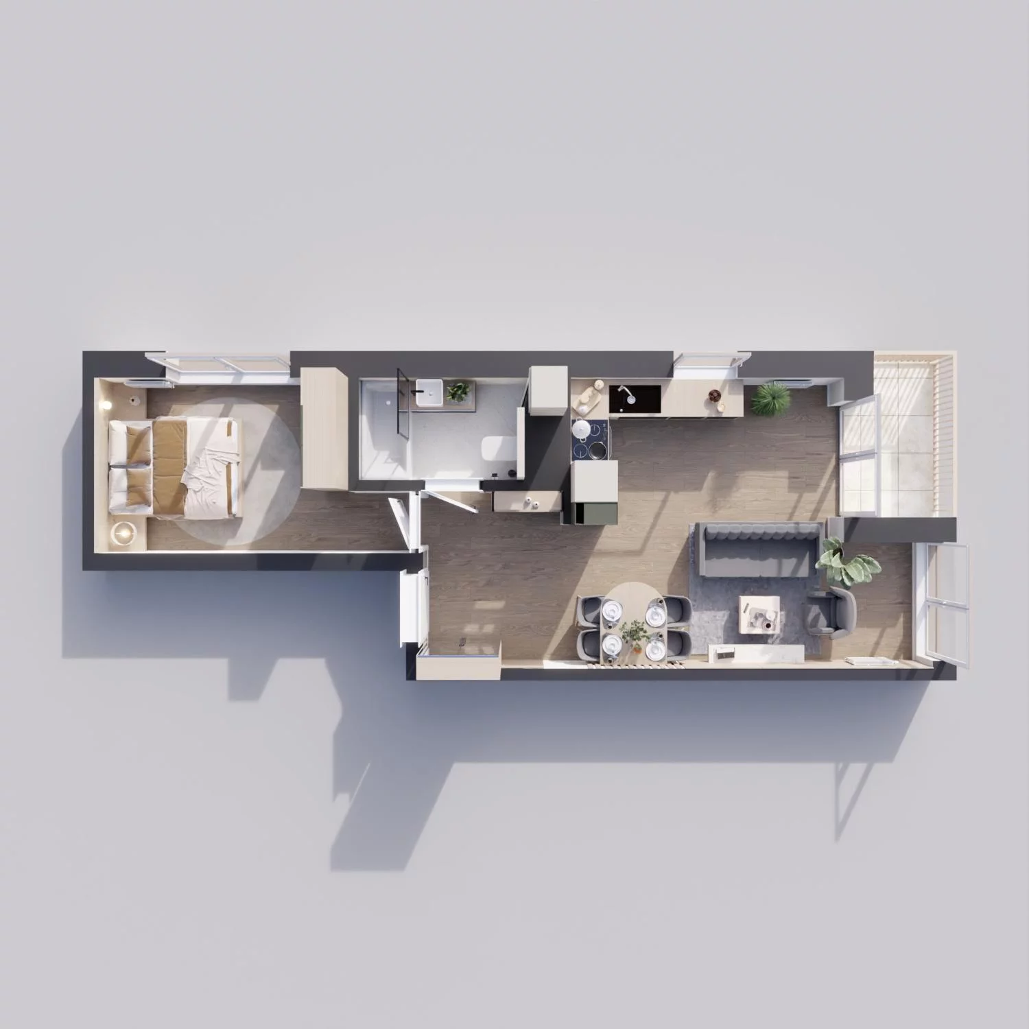 2 pokoje, mieszkanie 43,72 m², piętro 3, oferta nr 43B, Strzelców 28, Kraków, Prądnik Czerwony, ul. Strzelców 28