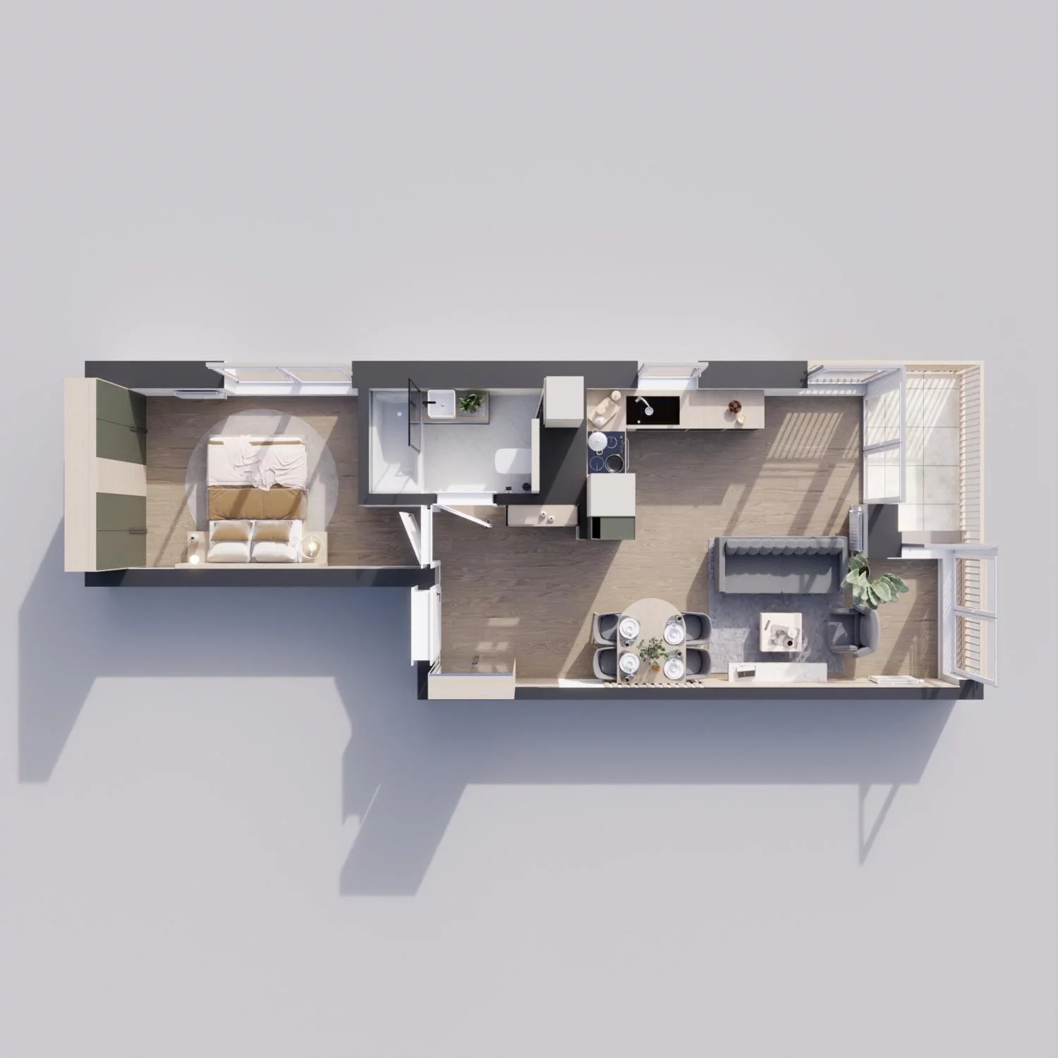 2 pokoje, mieszkanie 43,59 m², piętro 4, oferta nr 48B, Strzelców 28, Kraków, Prądnik Czerwony, ul. Strzelców 28